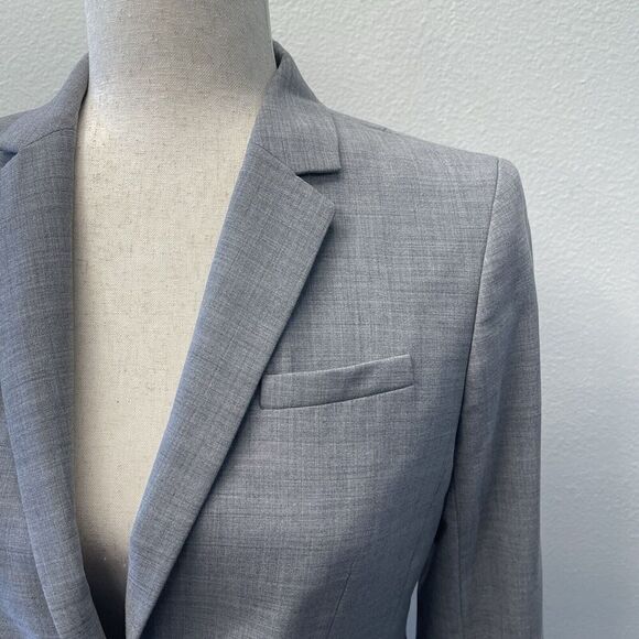 Banana Republic Blazer Suit Jacket Womens Size 2 Petite Grey Wool Office New - Picture 5 of 9